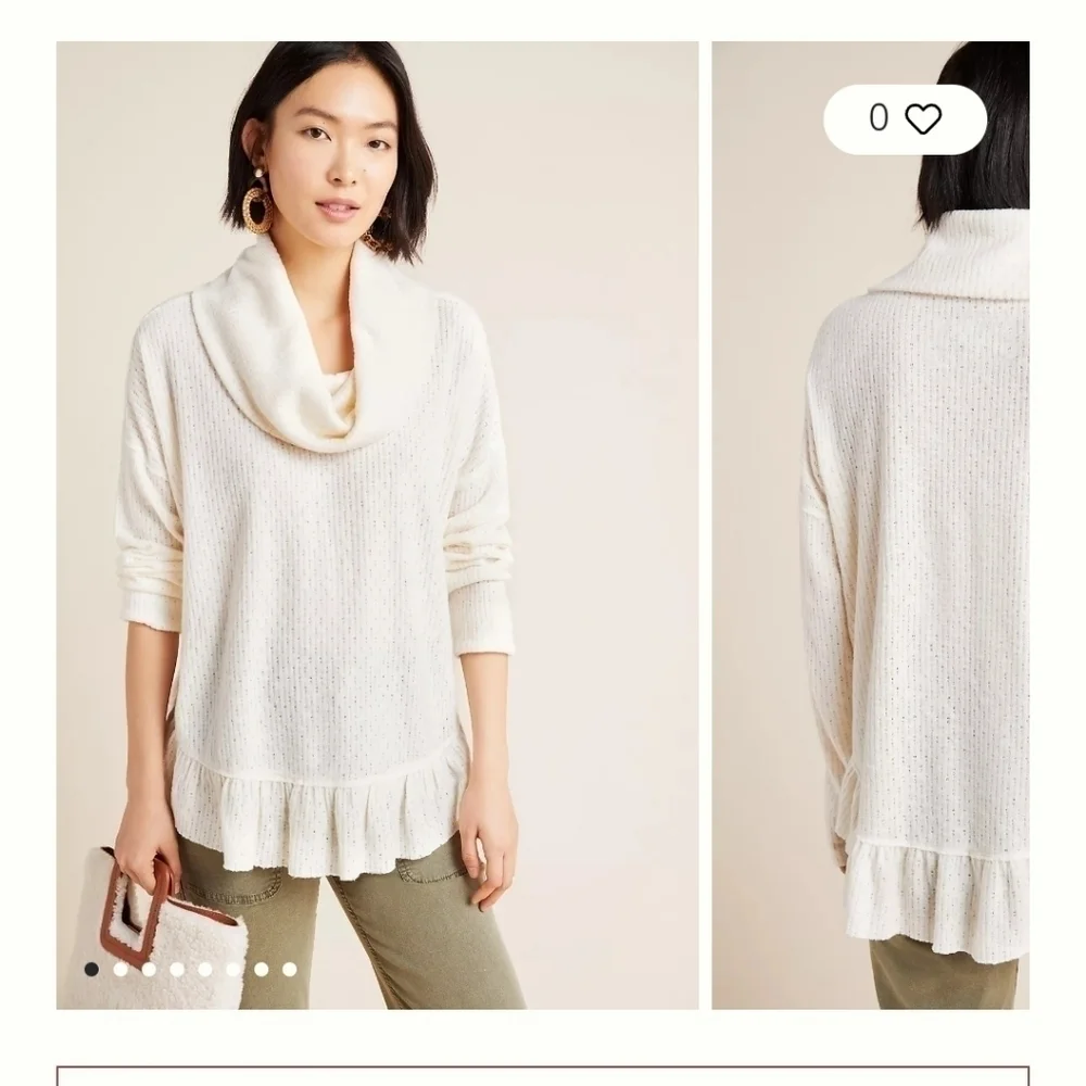 Anthropologie Maeve Addie Ruffled Hacci Pullover Size XSMALL-SMALL